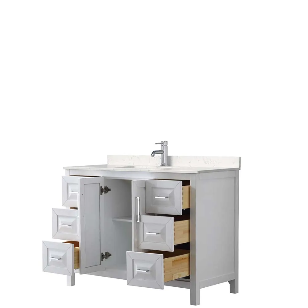 Daria 48 Inch Single Bathroom Vanity in White - Polished Chrome Trim
