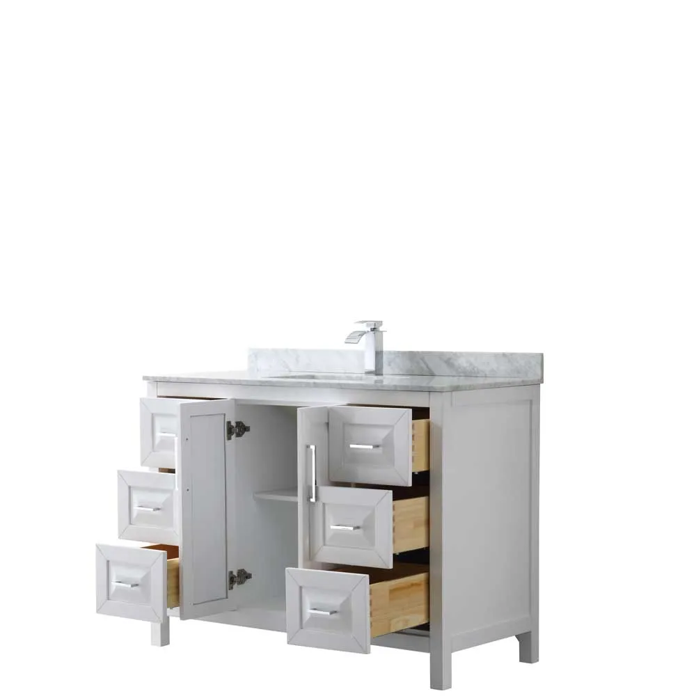 Daria 48 Inch Single Bathroom Vanity in White - Polished Chrome Trim