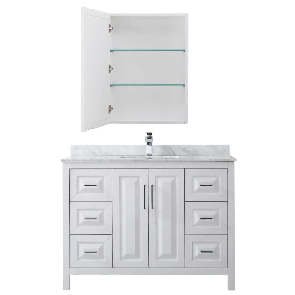 Daria 48 Inch Single Bathroom Vanity in White - Polished Chrome Trim