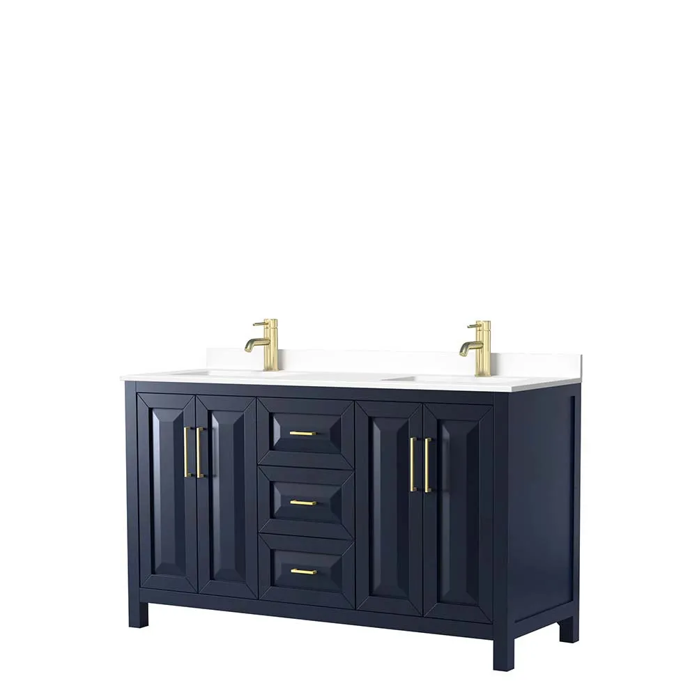 Daria 60 Inch Double Bathroom Vanity in Dark Blue