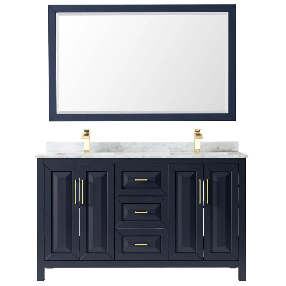 Daria 60 Inch Double Bathroom Vanity in Dark Blue