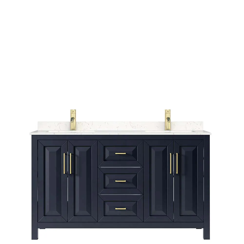 Daria 60 Inch Double Bathroom Vanity in Dark Blue