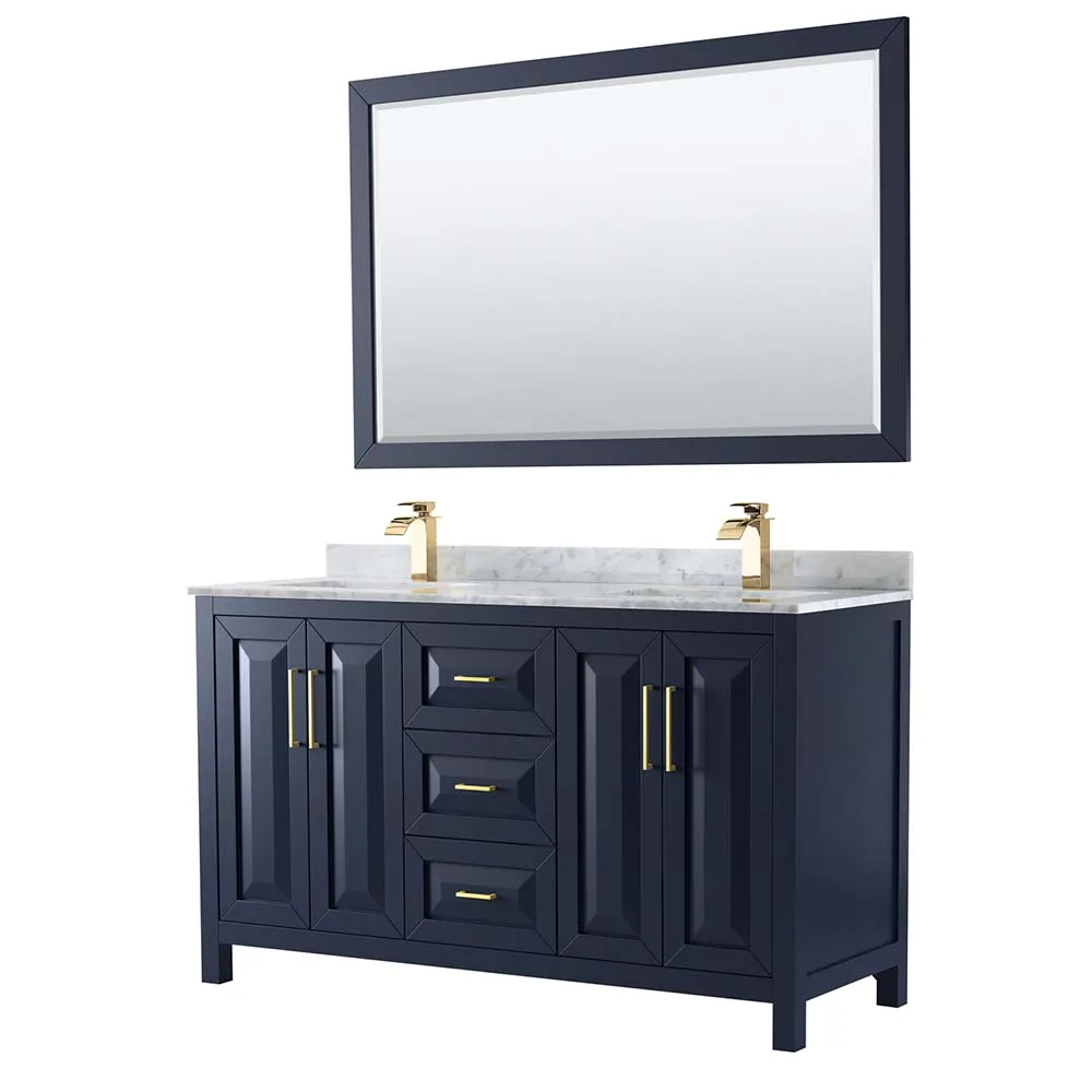 Daria 60 Inch Double Bathroom Vanity in Dark Blue