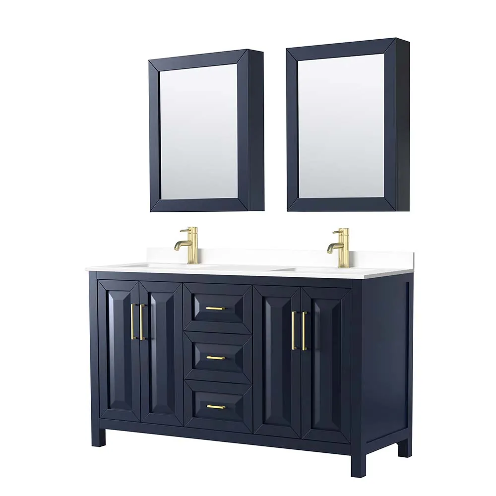 Daria 60 Inch Double Bathroom Vanity in Dark Blue