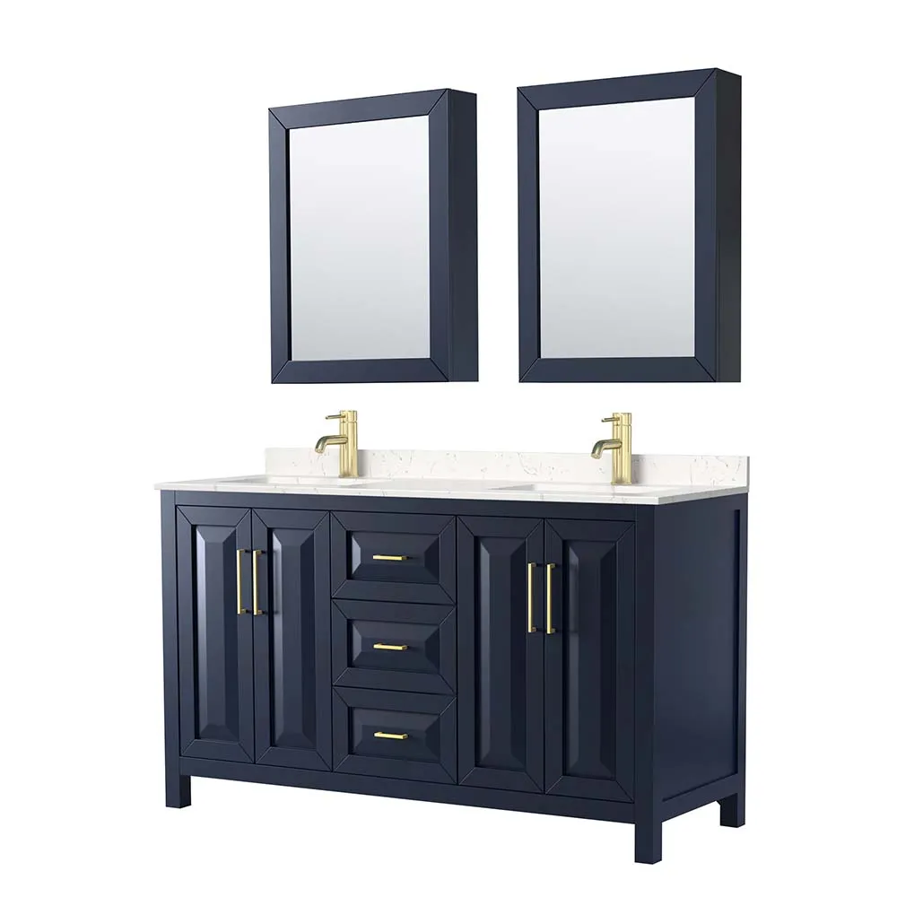 Daria 60 Inch Double Bathroom Vanity in Dark Blue