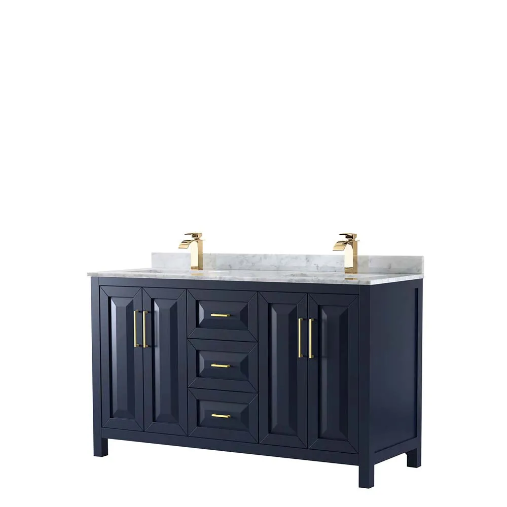 Daria 60 Inch Double Bathroom Vanity in Dark Blue