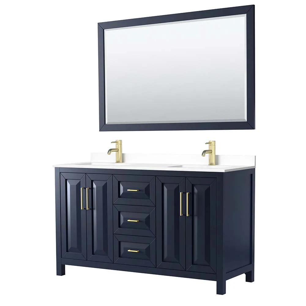 Daria 60 Inch Double Bathroom Vanity in Dark Blue