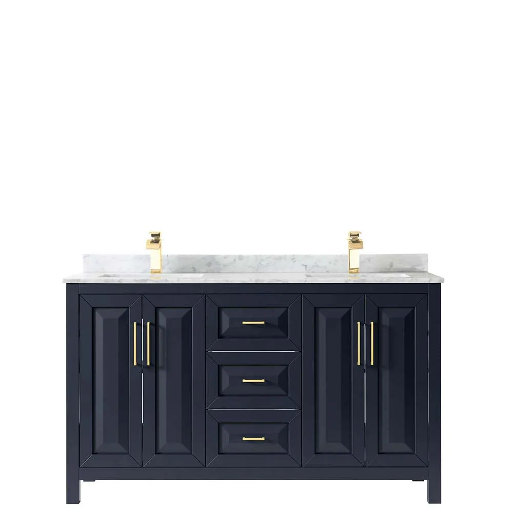 Daria 60 Inch Double Bathroom Vanity in Dark Blue