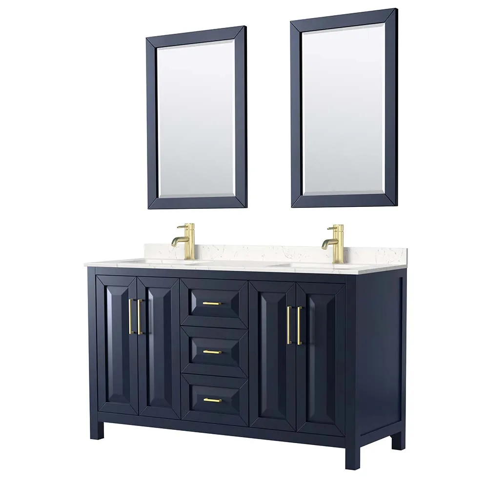Daria 60 Inch Double Bathroom Vanity in Dark Blue