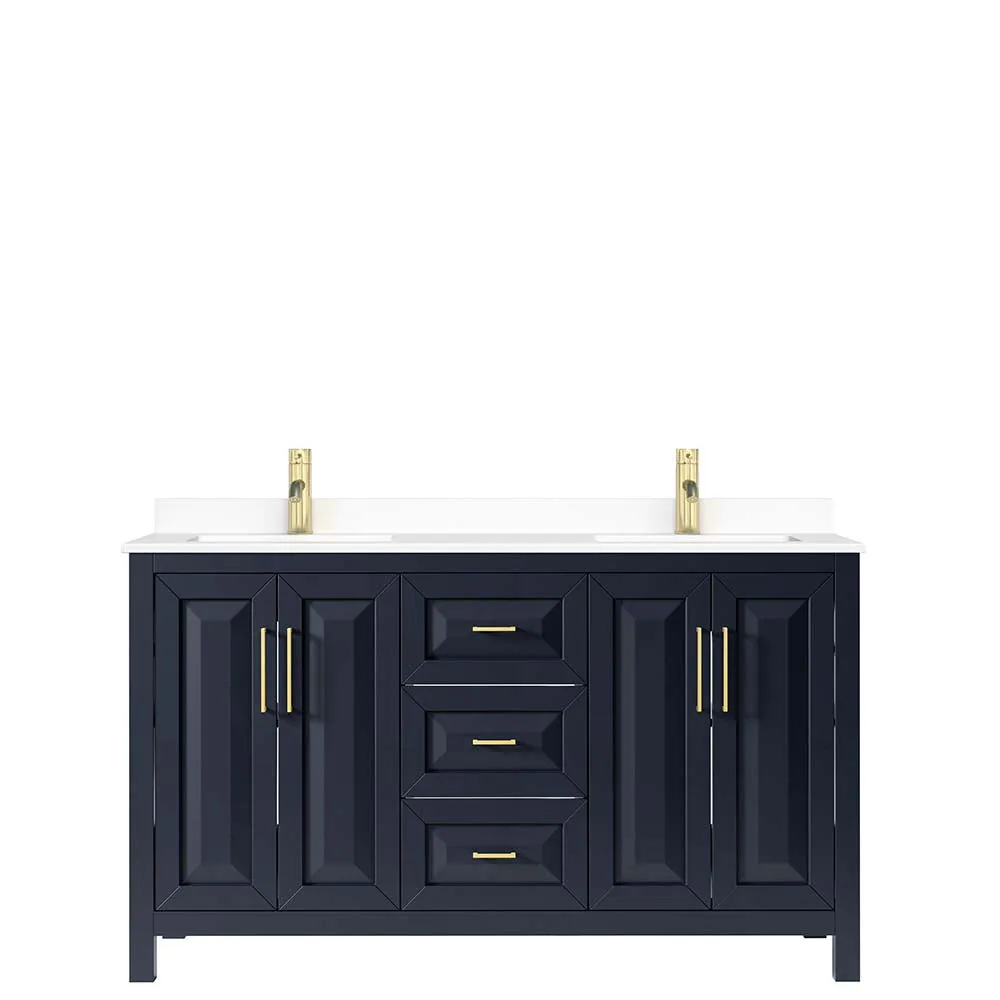 Daria 60 Inch Double Bathroom Vanity in Dark Blue