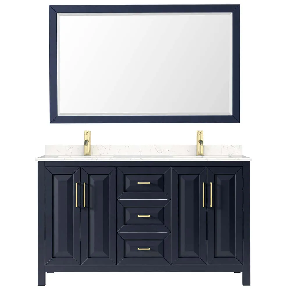 Daria 60 Inch Double Bathroom Vanity in Dark Blue