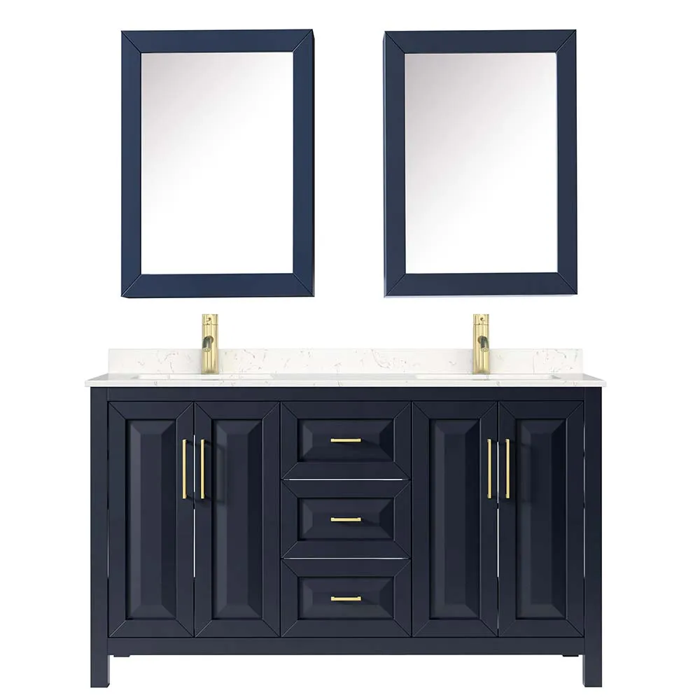 Daria 60 Inch Double Bathroom Vanity in Dark Blue