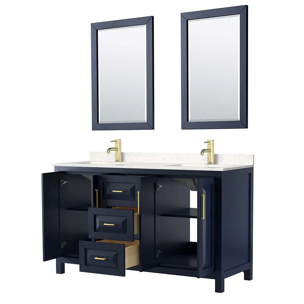Daria 60 Inch Double Bathroom Vanity in Dark Blue