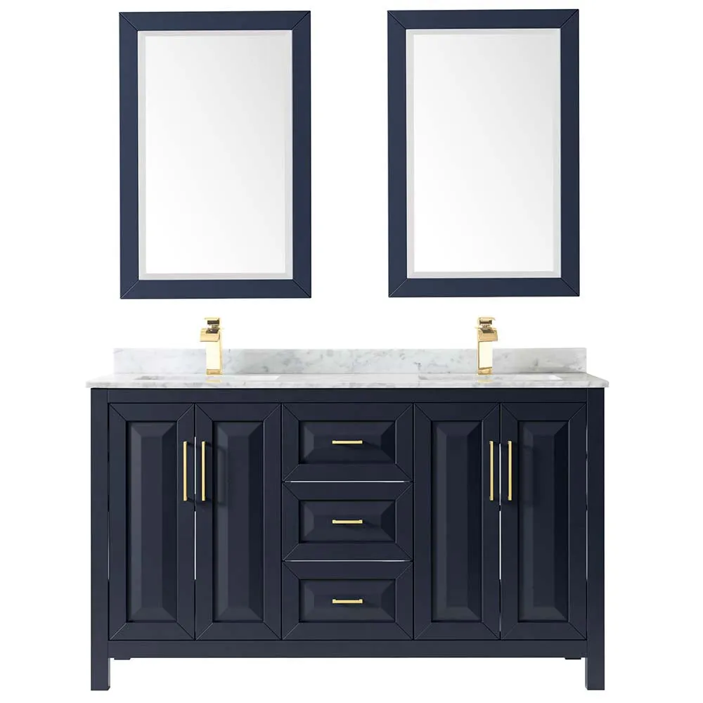 Daria 60 Inch Double Bathroom Vanity in Dark Blue