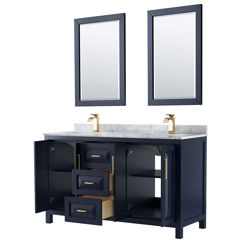 Daria 60 Inch Double Bathroom Vanity in Dark Blue