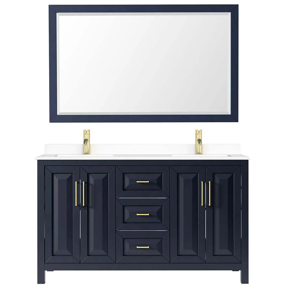 Daria 60 Inch Double Bathroom Vanity in Dark Blue