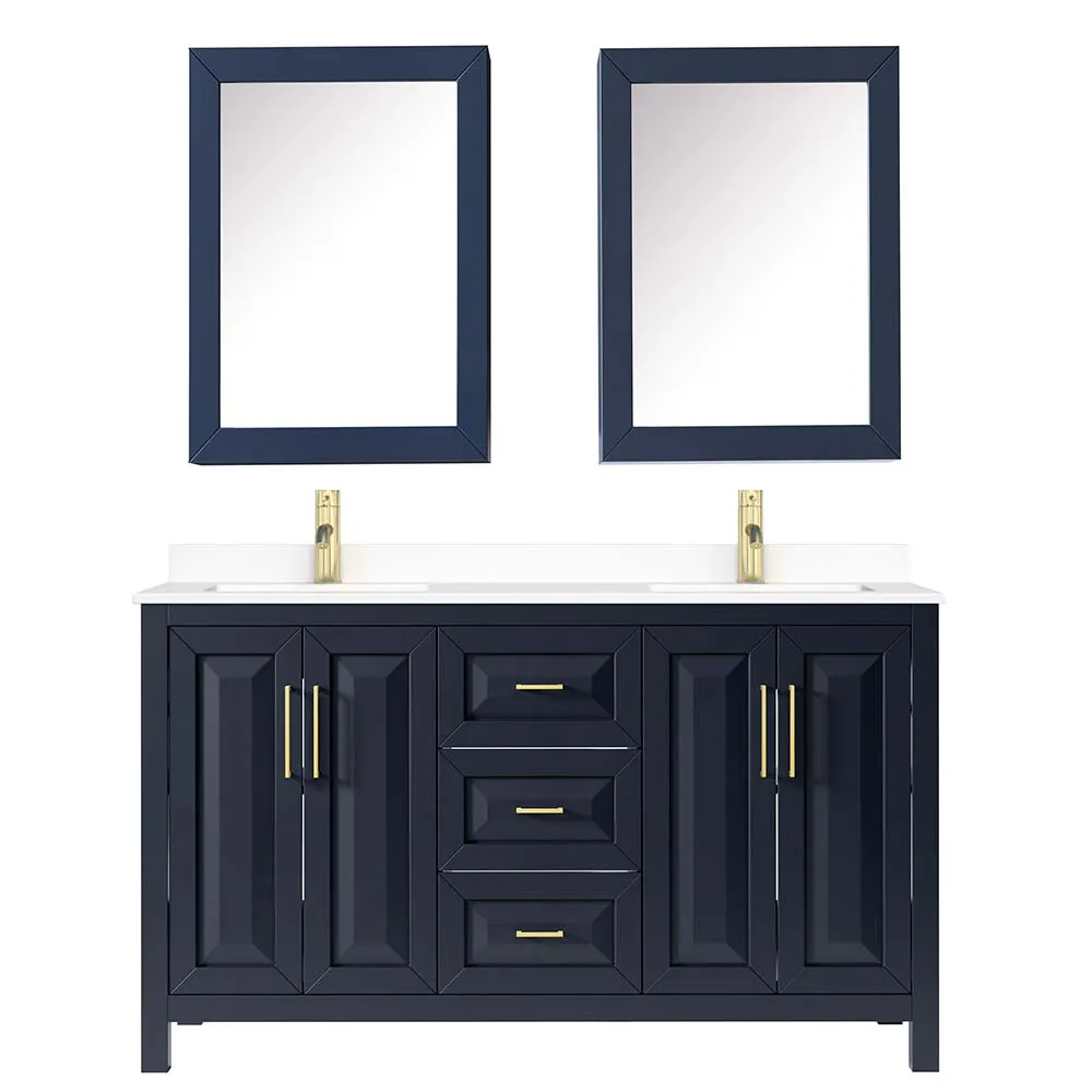 Daria 60 Inch Double Bathroom Vanity in Dark Blue