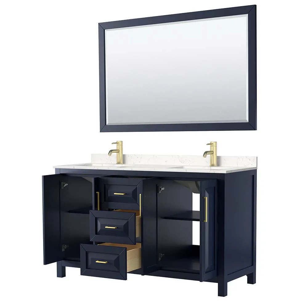 Daria 60 Inch Double Bathroom Vanity in Dark Blue