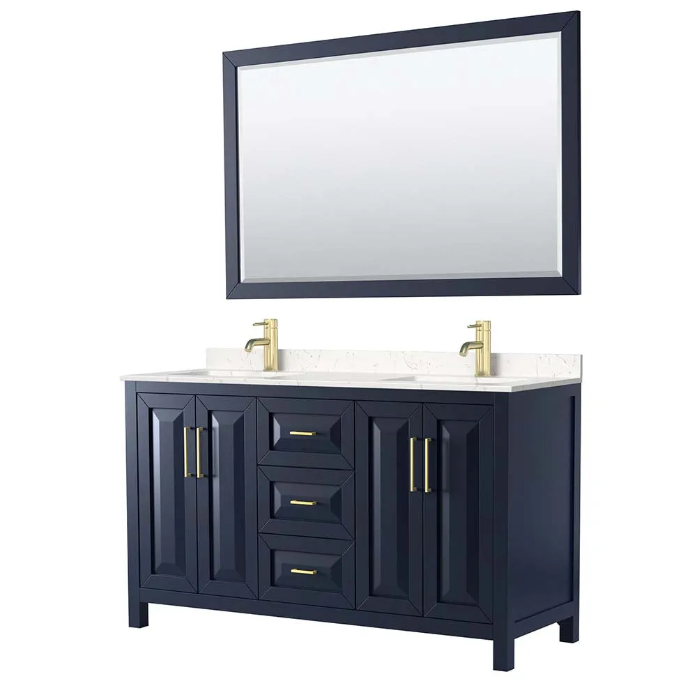 Daria 60 Inch Double Bathroom Vanity in Dark Blue