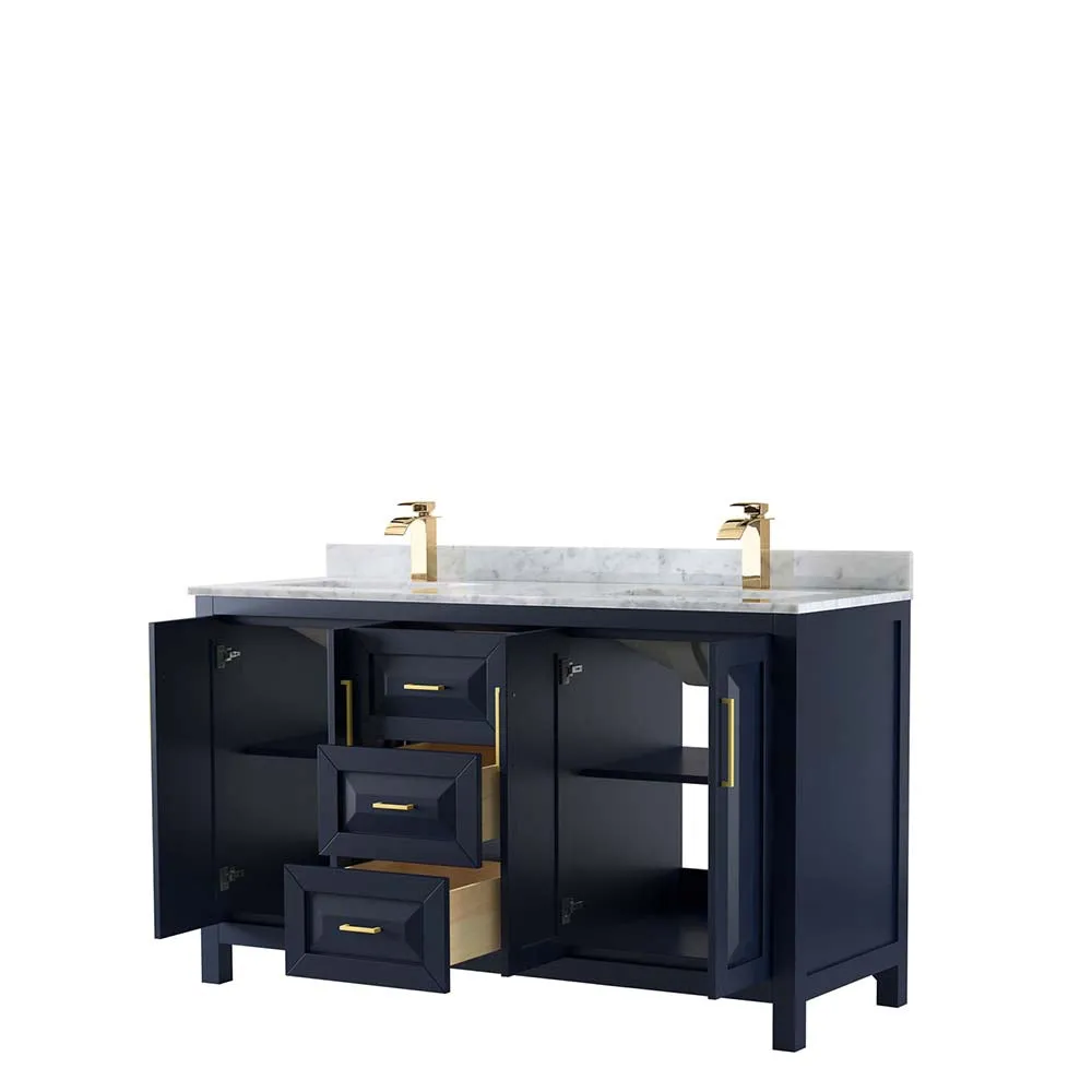 Daria 60 Inch Double Bathroom Vanity in Dark Blue
