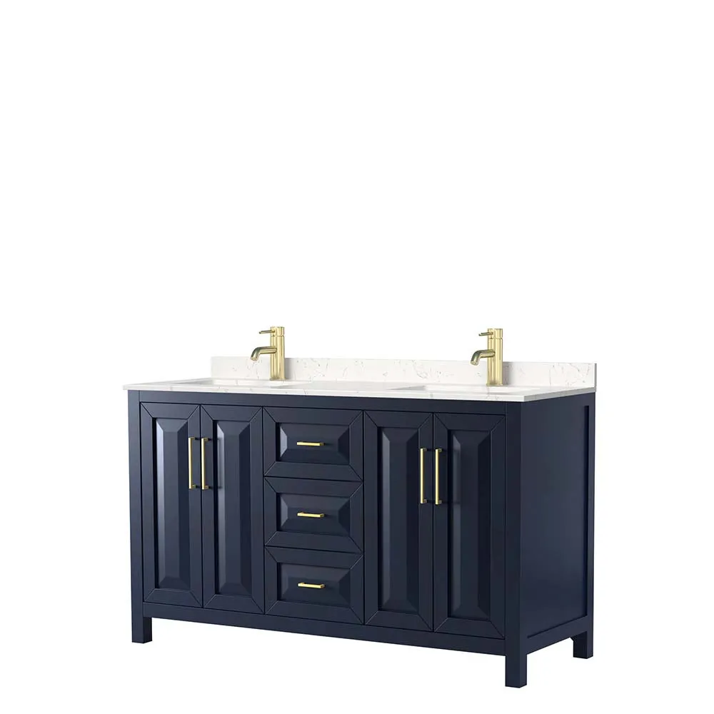 Daria 60 Inch Double Bathroom Vanity in Dark Blue