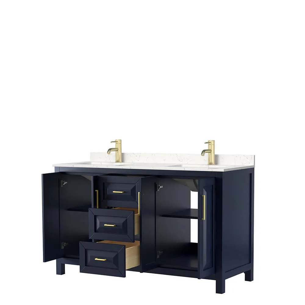 Daria 60 Inch Double Bathroom Vanity in Dark Blue