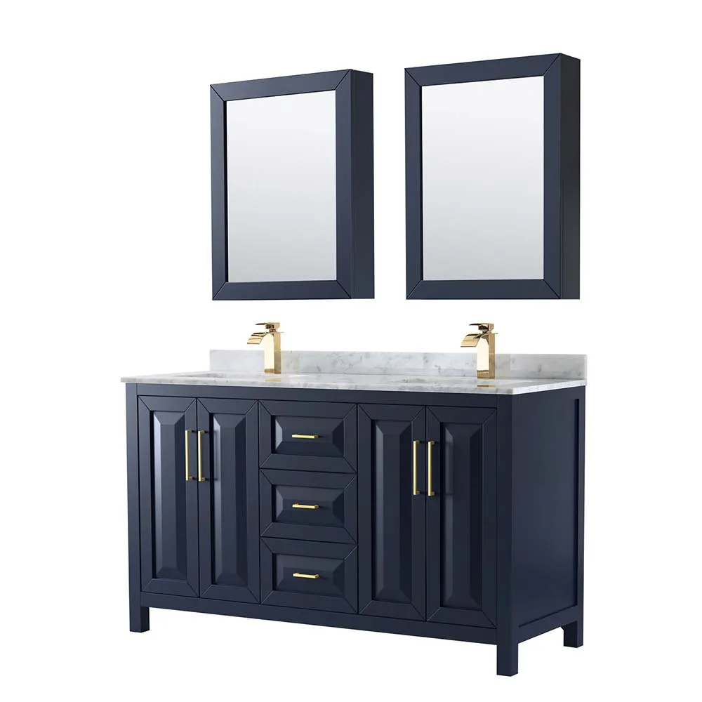 Daria 60 Inch Double Bathroom Vanity in Dark Blue
