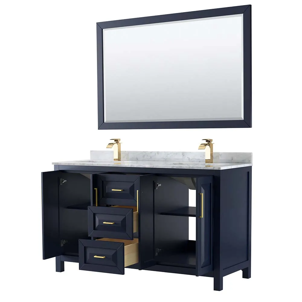 Daria 60 Inch Double Bathroom Vanity in Dark Blue