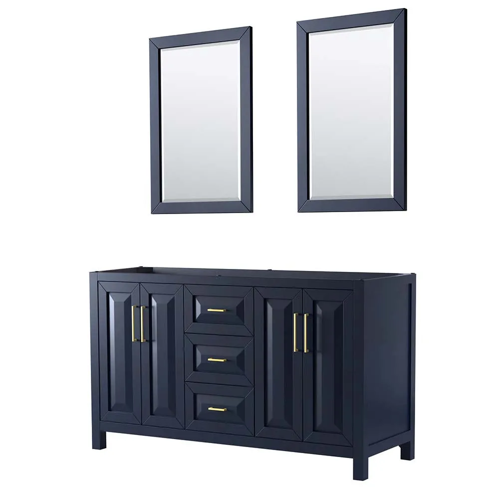 Daria 60 Inch Double Bathroom Vanity in Dark Blue