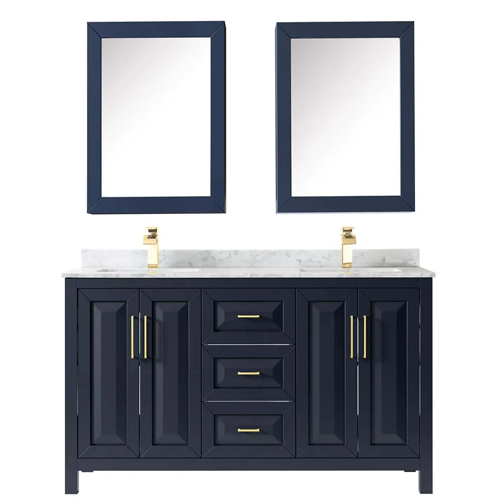 Daria 60 Inch Double Bathroom Vanity in Dark Blue