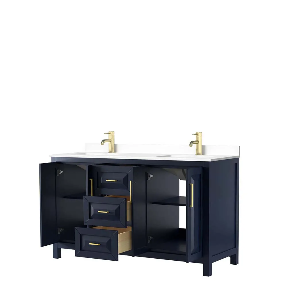 Daria 60 Inch Double Bathroom Vanity in Dark Blue