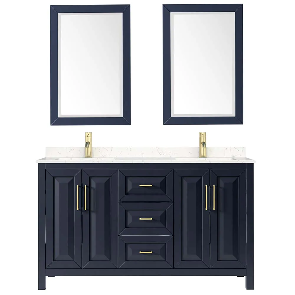 Daria 60 Inch Double Bathroom Vanity in Dark Blue
