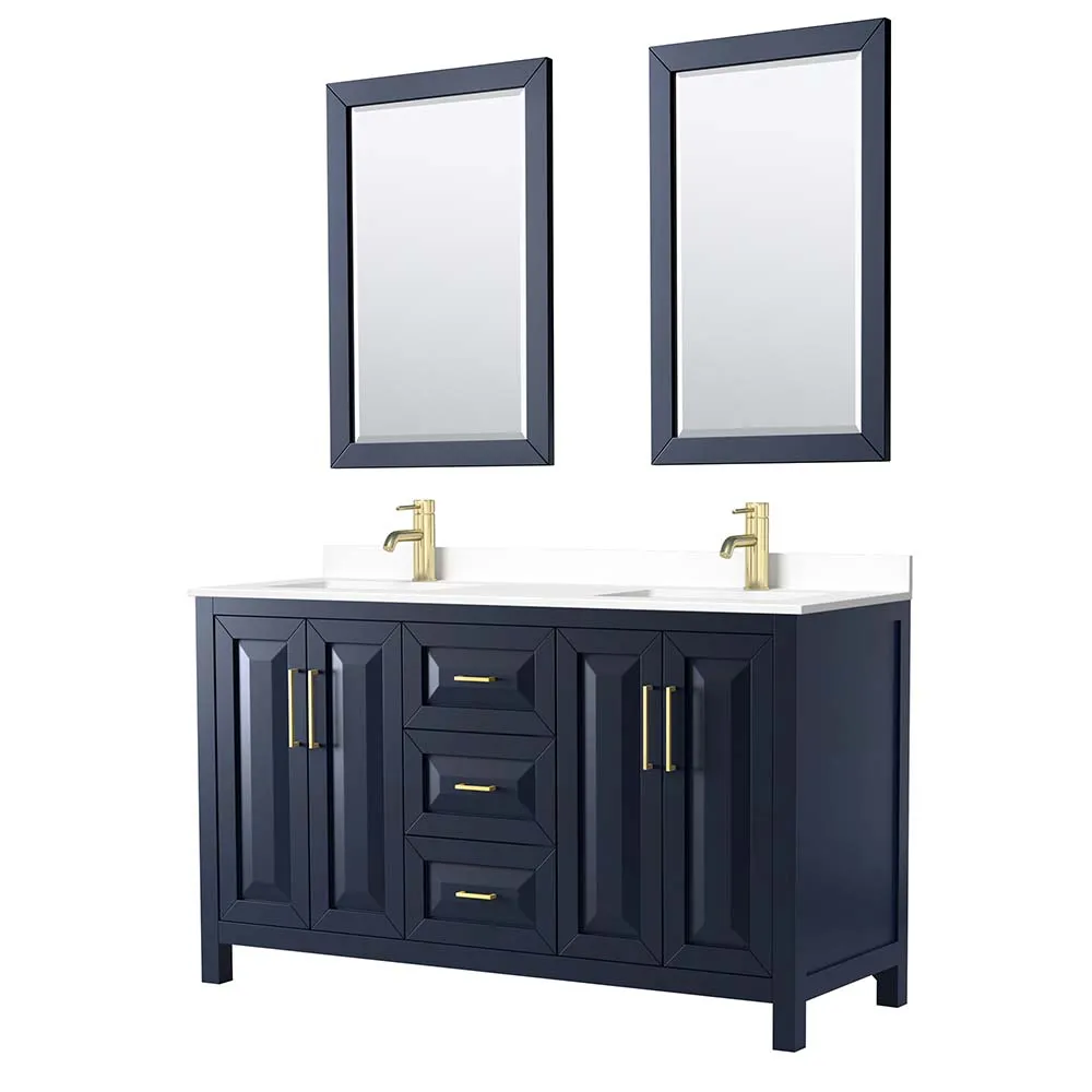 Daria 60 Inch Double Bathroom Vanity in Dark Blue