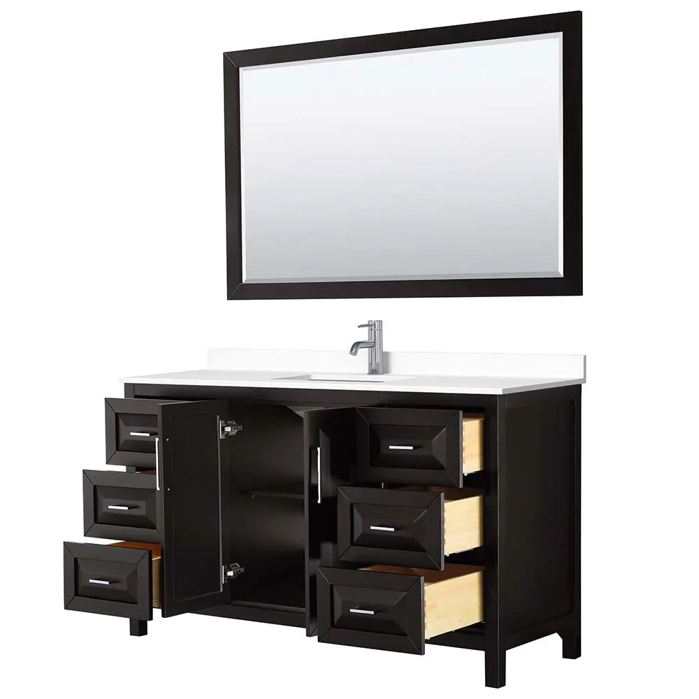 Daria 60 Inch Single Bathroom Vanity in Dark Espresso