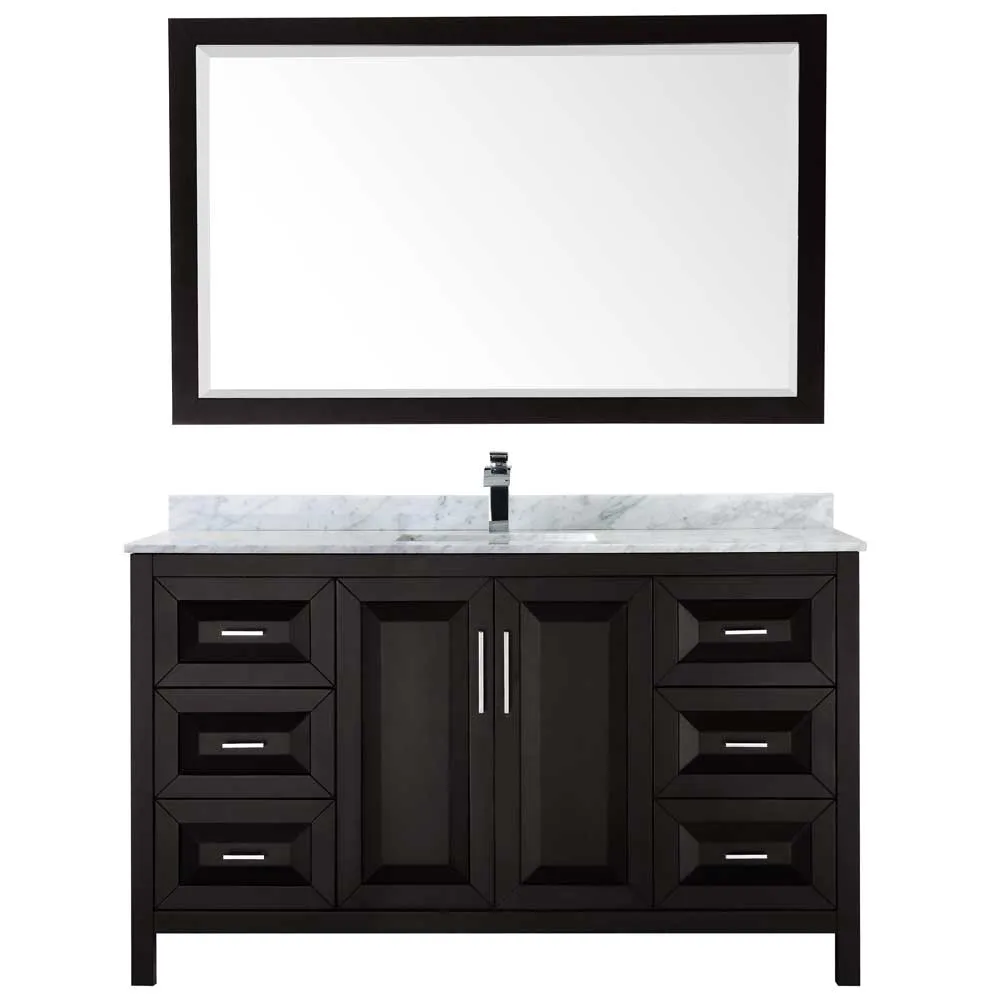 Daria 60 Inch Single Bathroom Vanity in Dark Espresso