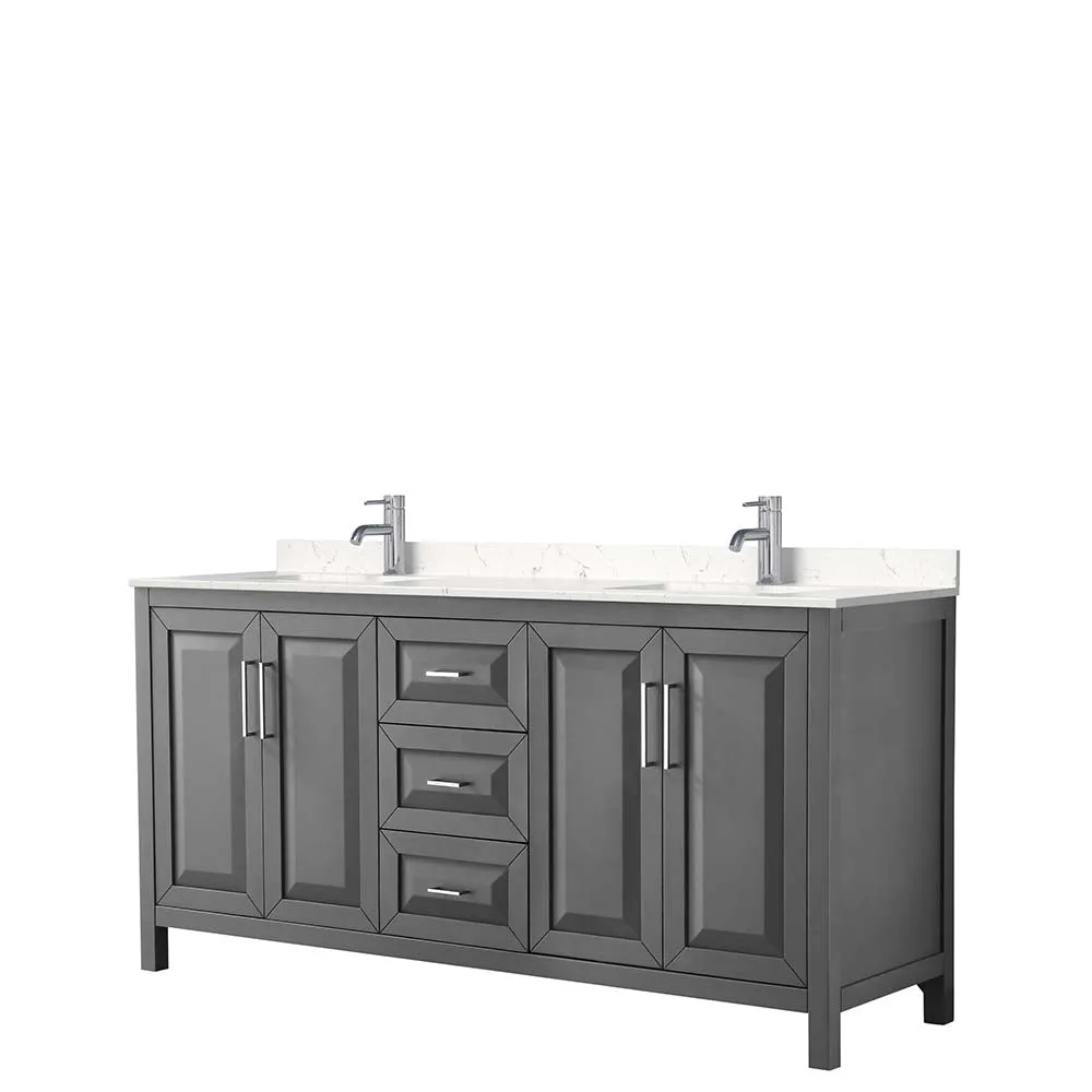 Daria 72 Inch Double Bathroom Vanity in Dark Gray