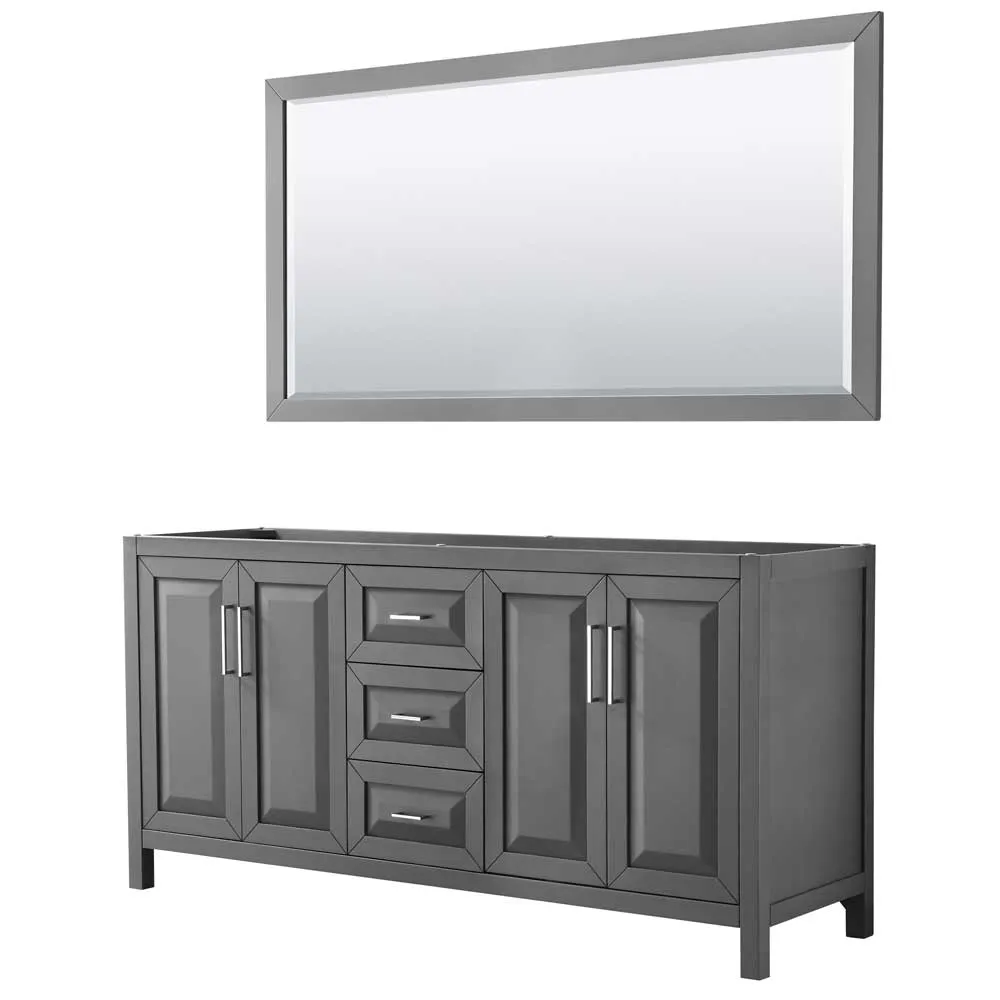 Daria 72 Inch Double Bathroom Vanity in Dark Gray