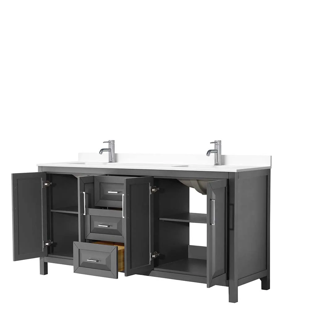 Daria 72 Inch Double Bathroom Vanity in Dark Gray