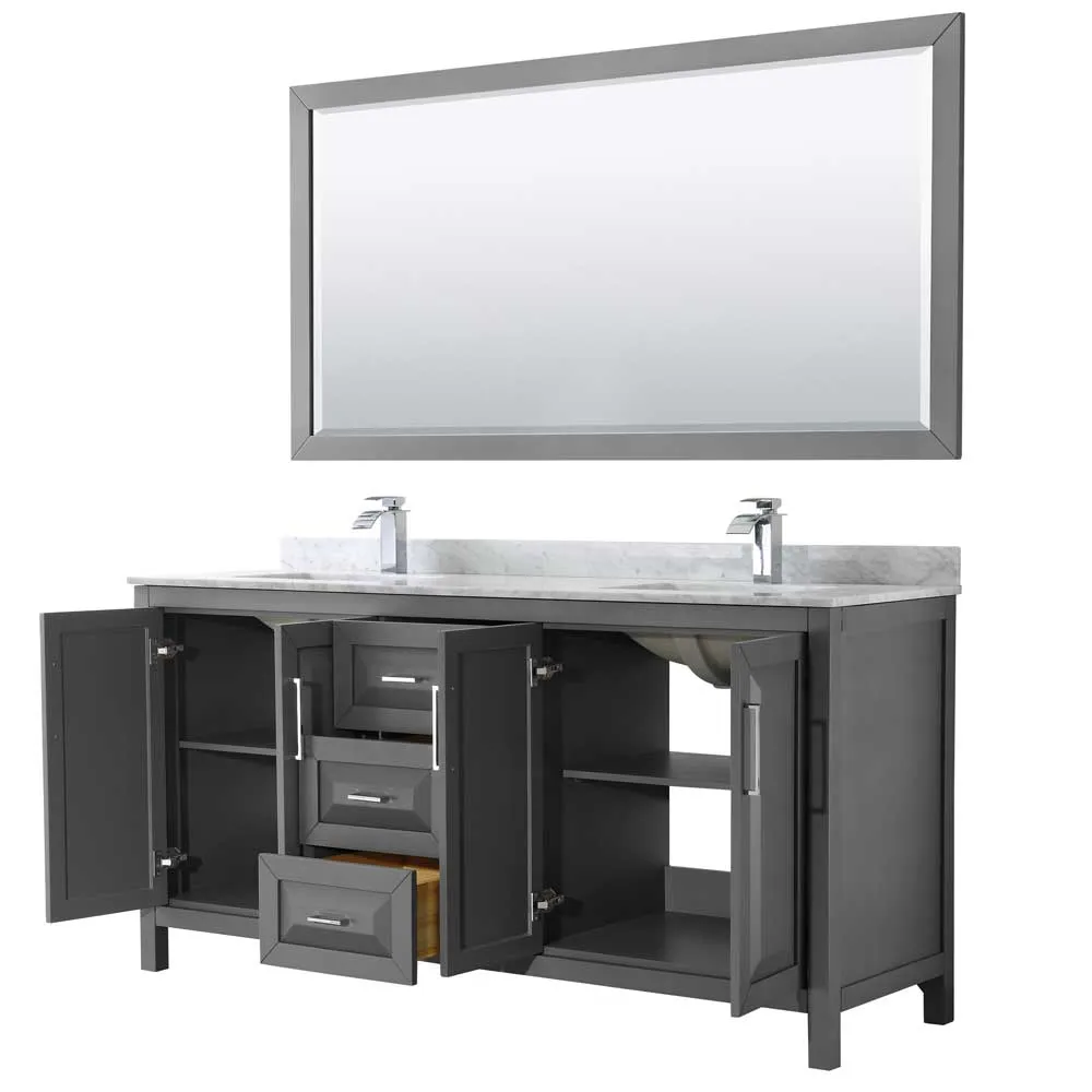 Daria 72 Inch Double Bathroom Vanity in Dark Gray