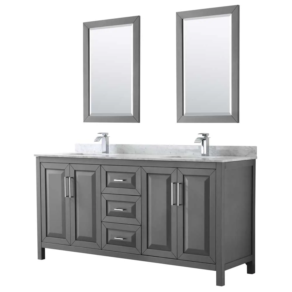 Daria 72 Inch Double Bathroom Vanity in Dark Gray