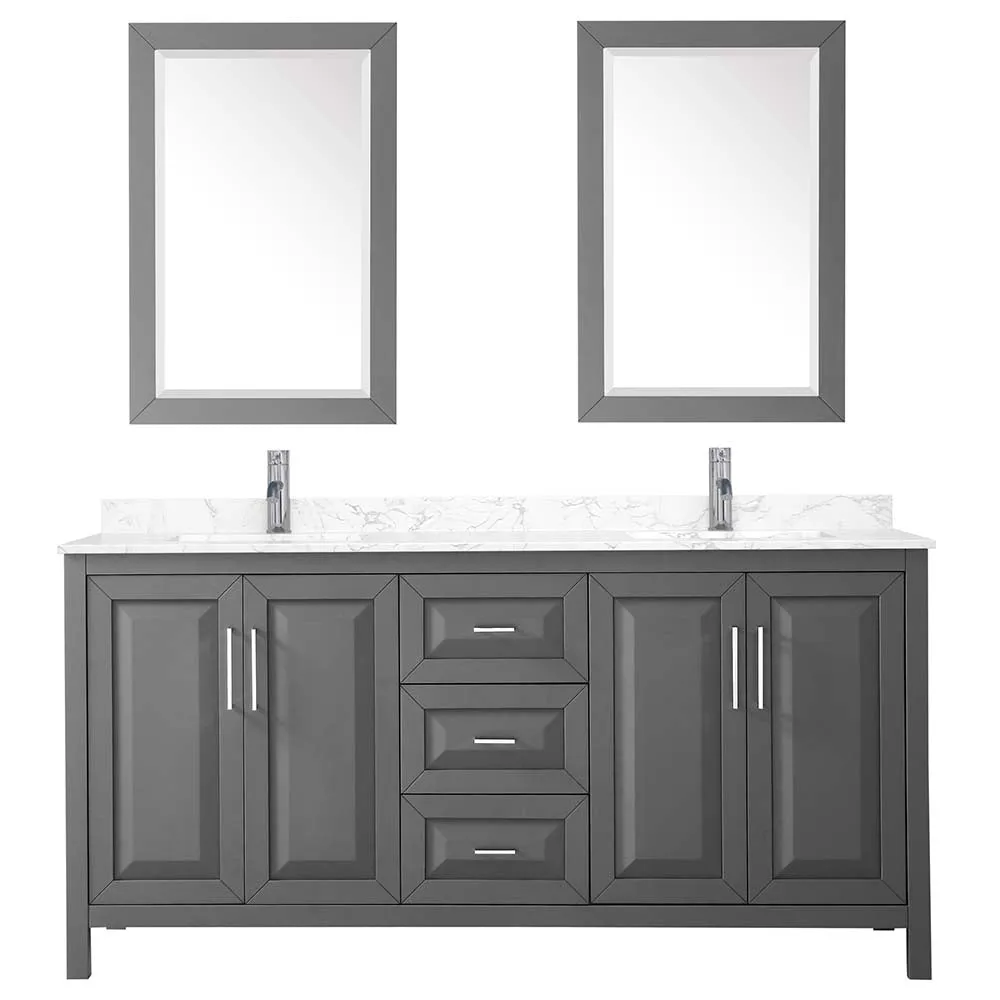Daria 72 Inch Double Bathroom Vanity in Dark Gray