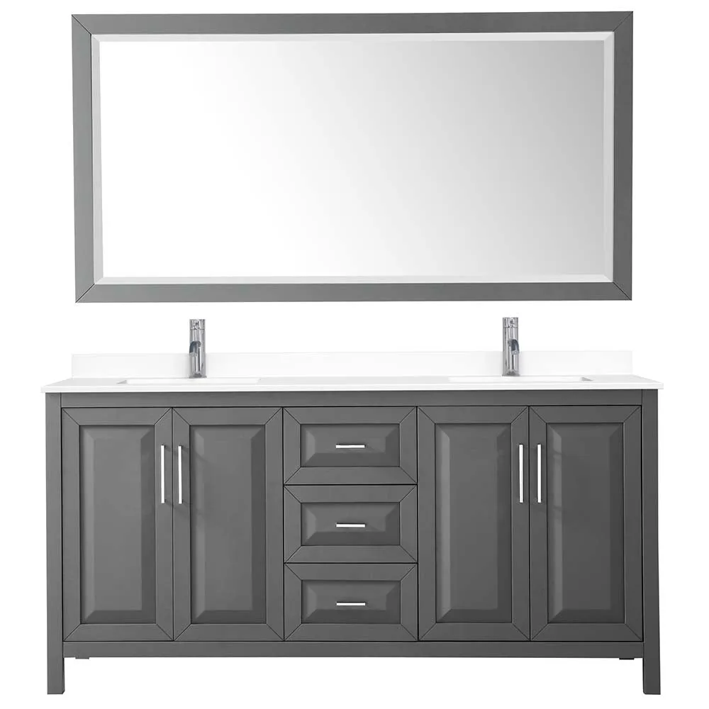 Daria 72 Inch Double Bathroom Vanity in Dark Gray