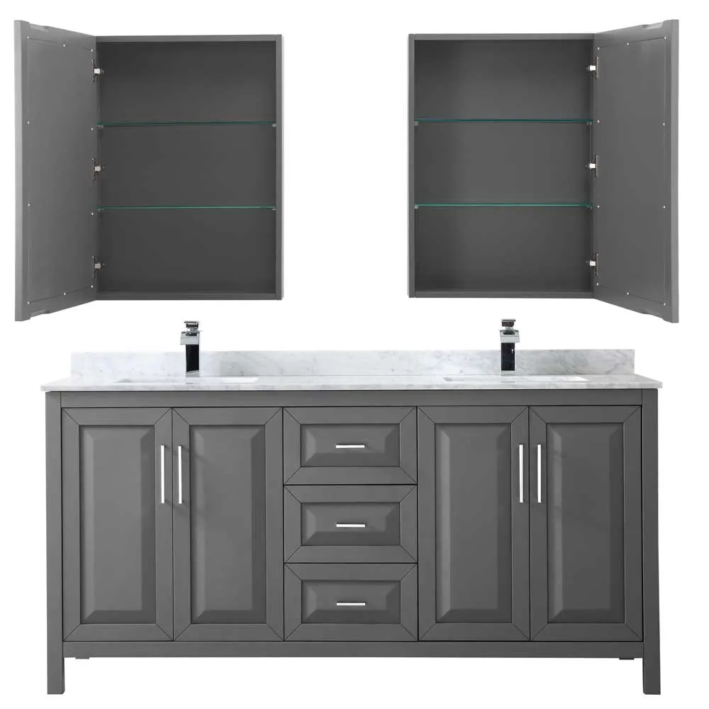 Daria 72 Inch Double Bathroom Vanity in Dark Gray