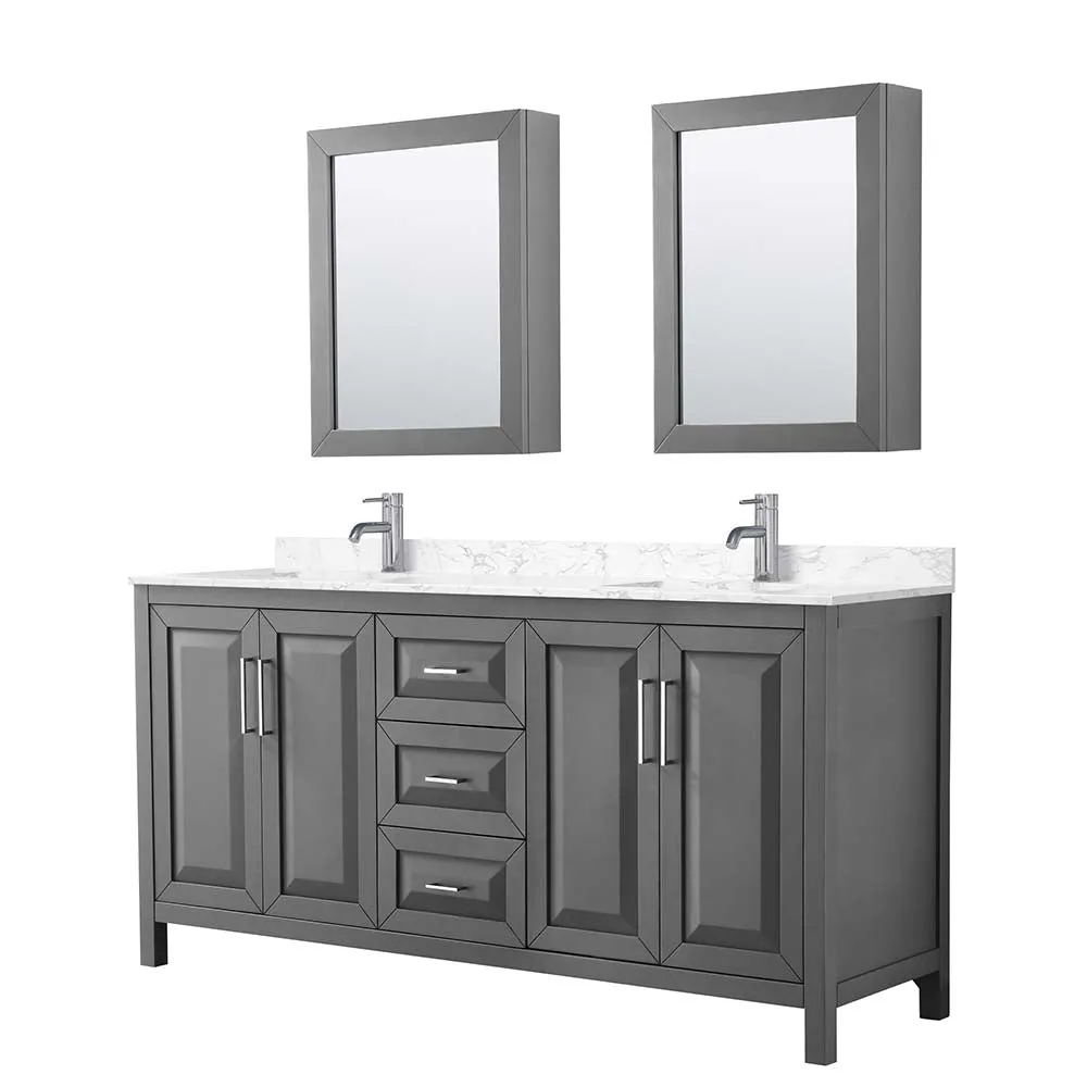 Daria 72 Inch Double Bathroom Vanity in Dark Gray
