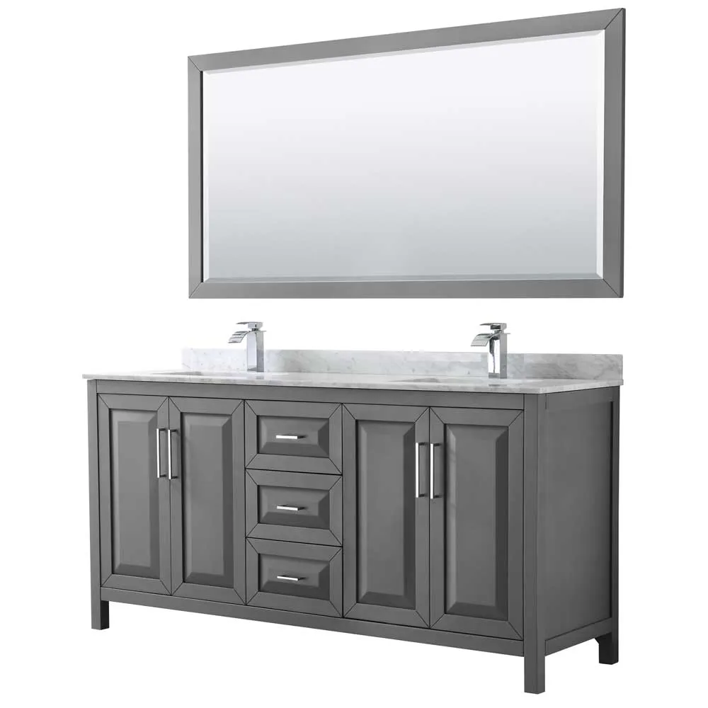 Daria 72 Inch Double Bathroom Vanity in Dark Gray