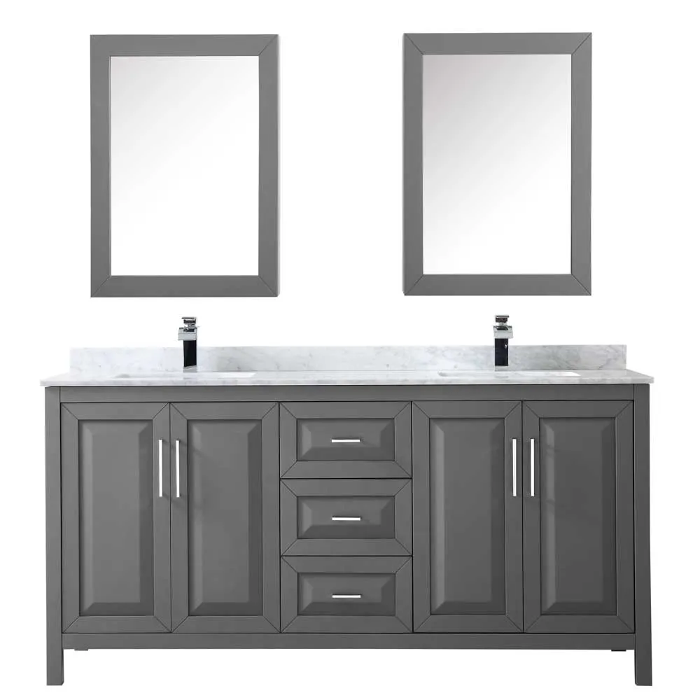 Daria 72 Inch Double Bathroom Vanity in Dark Gray