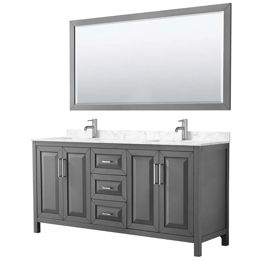 Daria 72 Inch Double Bathroom Vanity in Dark Gray