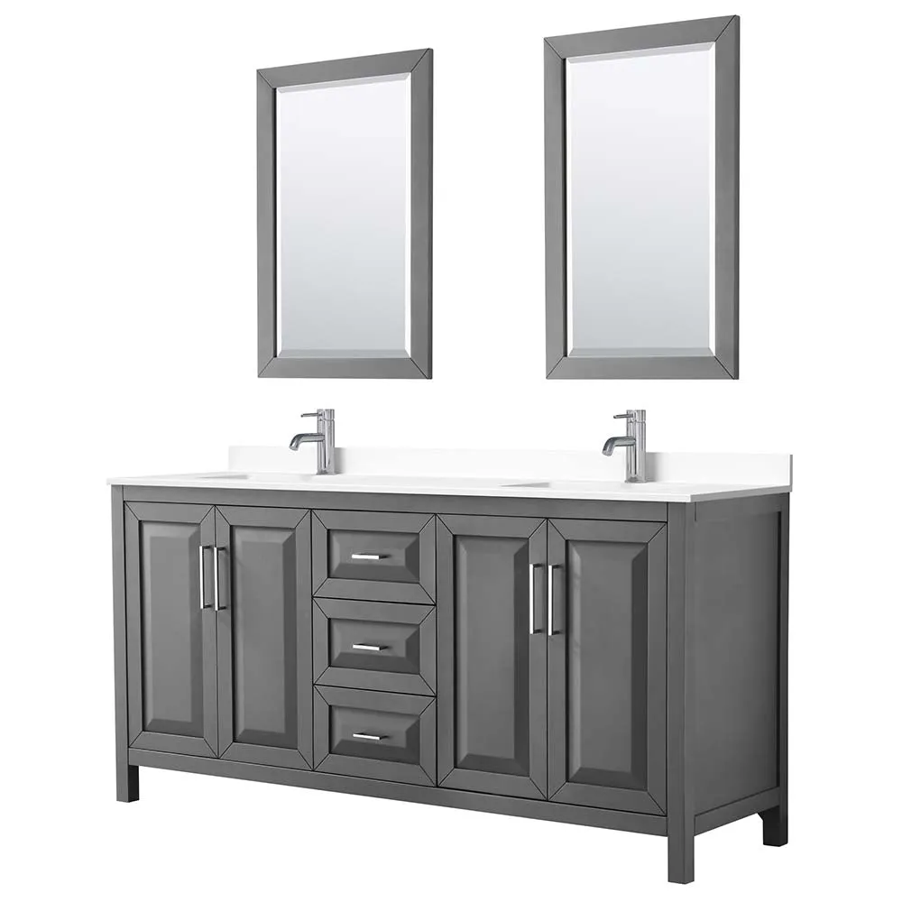 Daria 72 Inch Double Bathroom Vanity in Dark Gray
