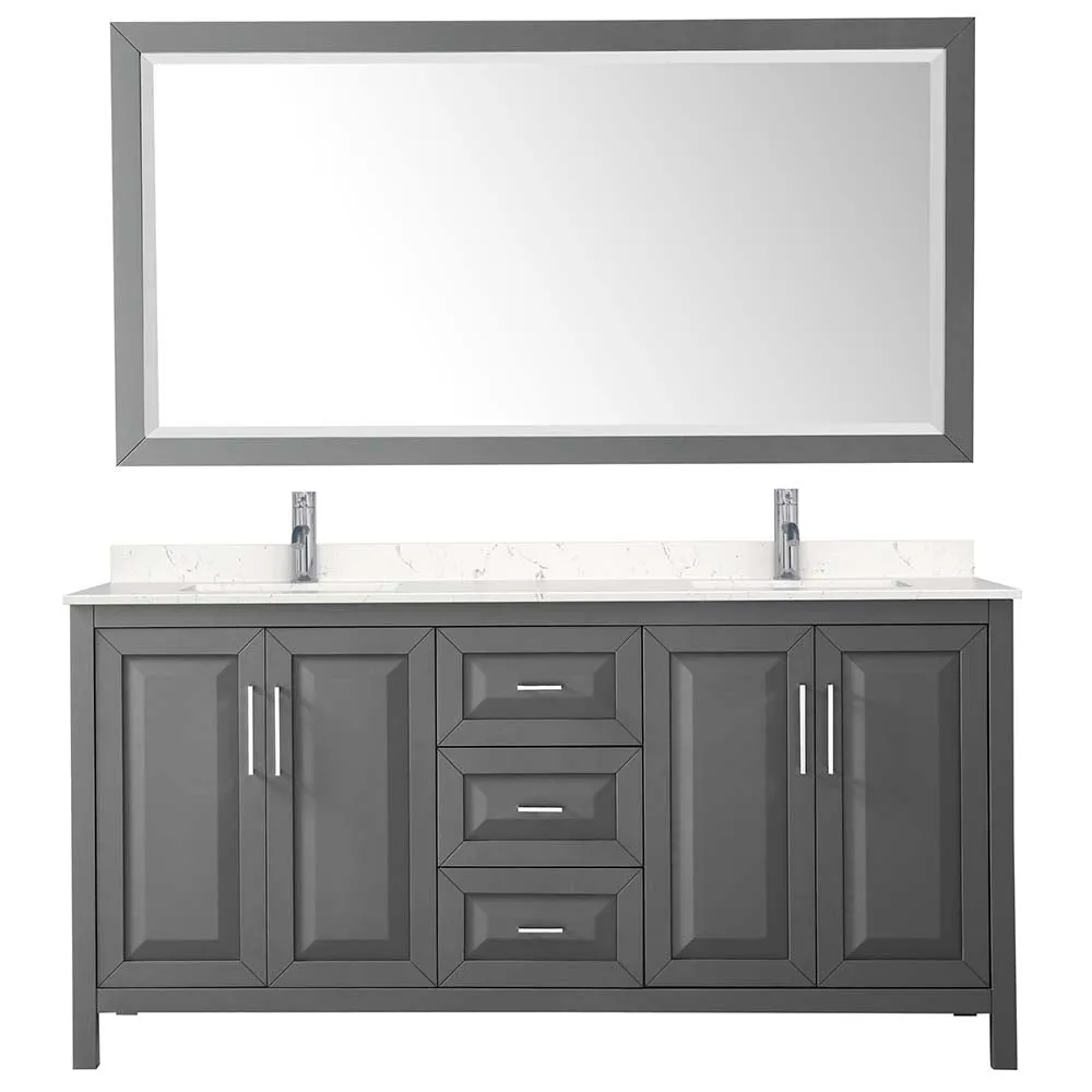 Daria 72 Inch Double Bathroom Vanity in Dark Gray