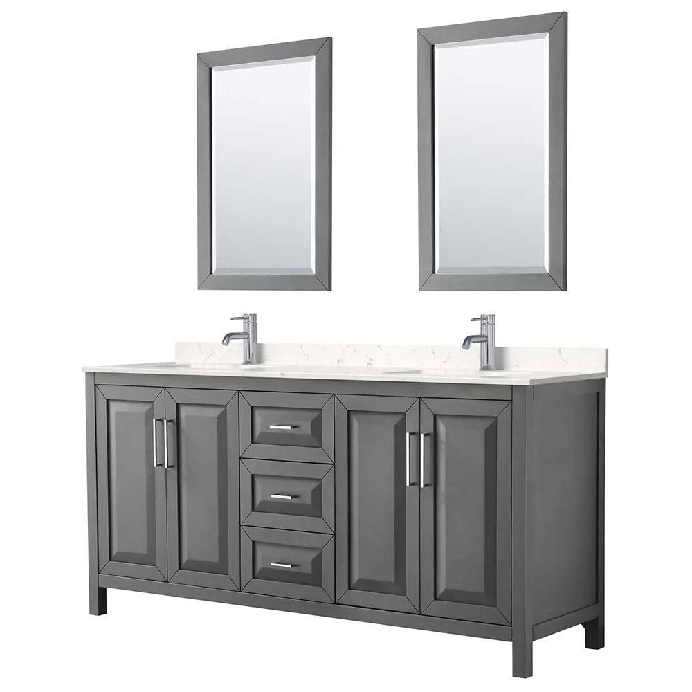 Daria 72 Inch Double Bathroom Vanity in Dark Gray